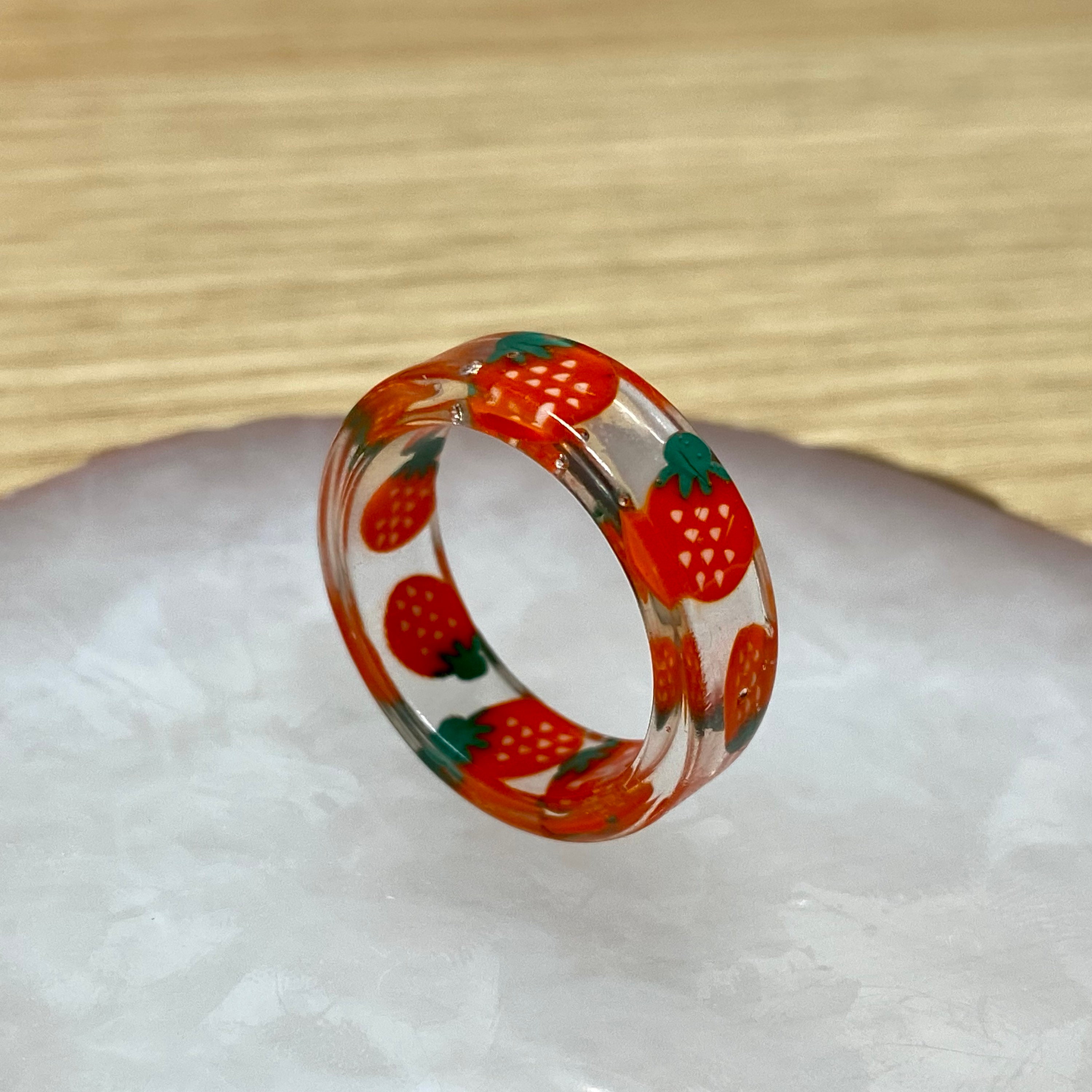 Resin fruit ring clear ring summer jewelry apple Etsy