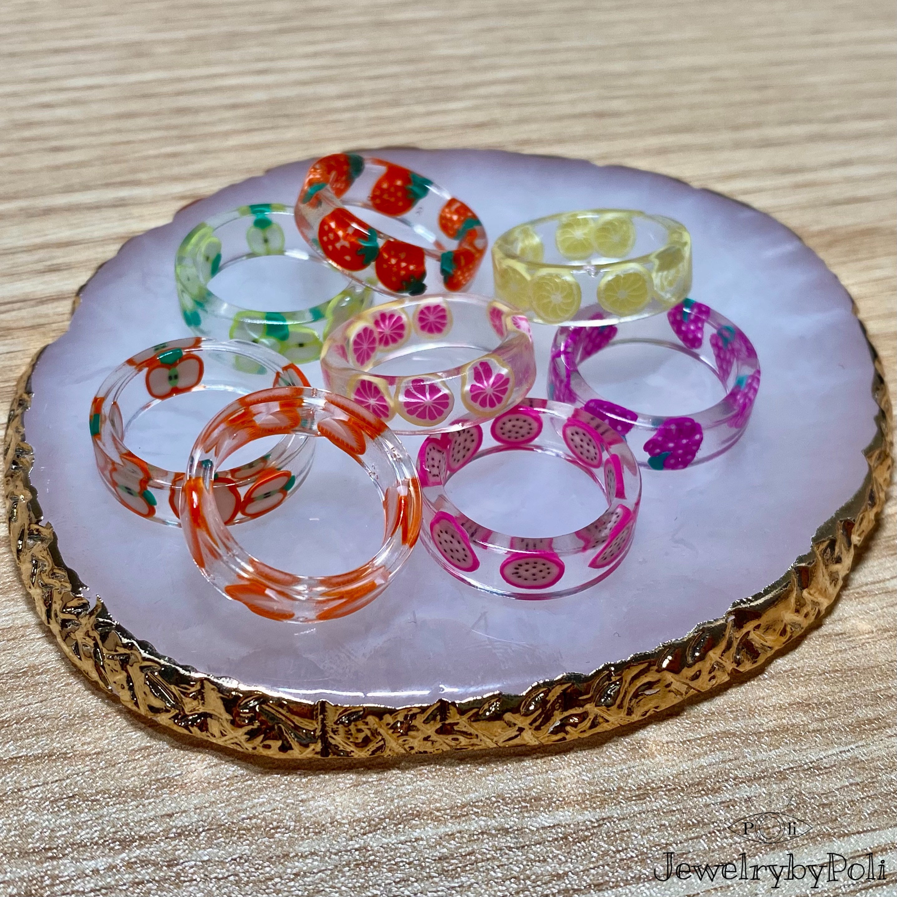 Resin fruit ring clear ring summer jewelry apple Etsy