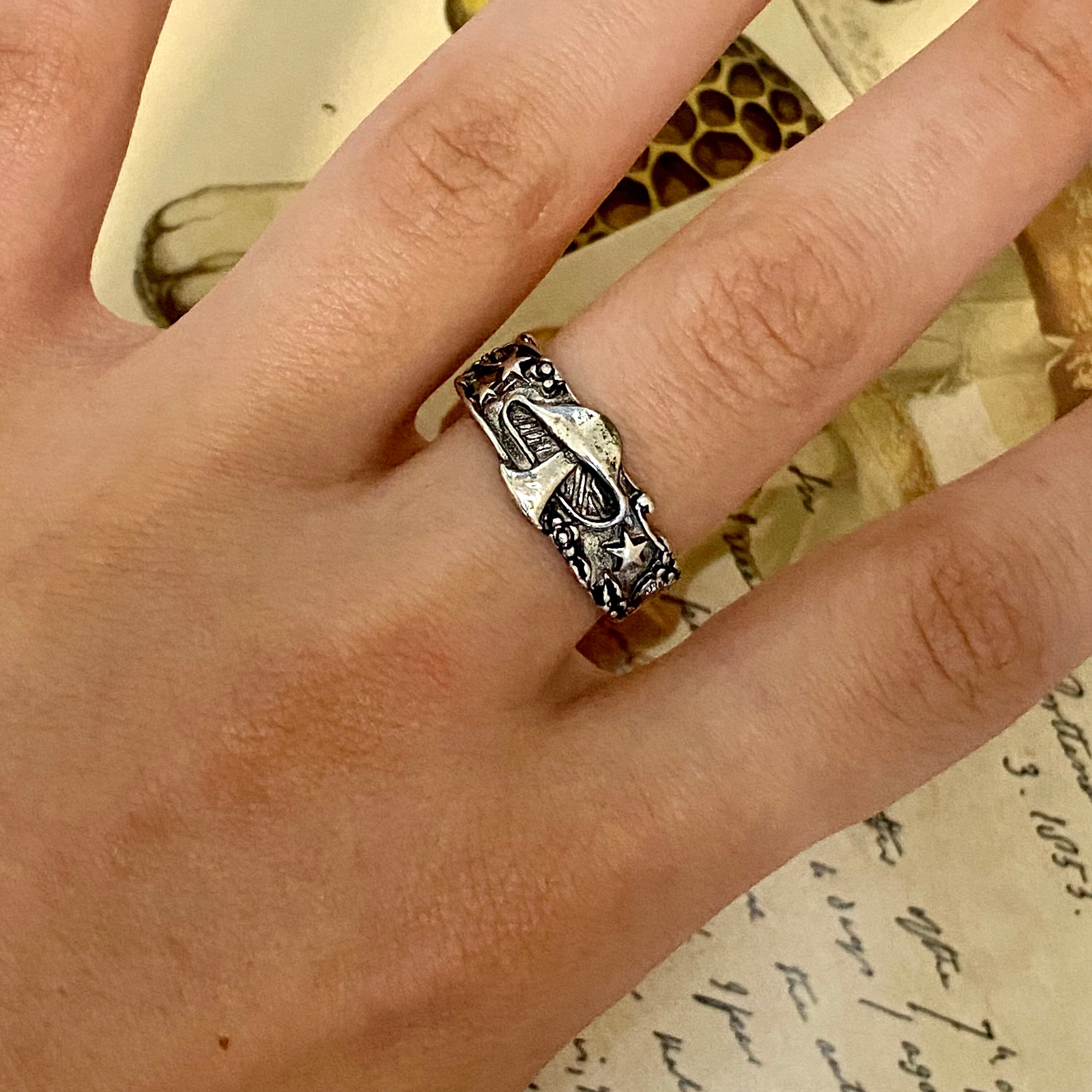 Mushroom ring silver ring grunge ring cute ring mushroom Etsy