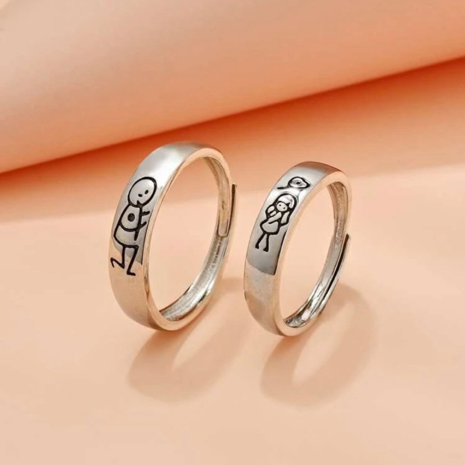 Engraved Boy and Girl Matching Ring Love Promise Rings Etsy