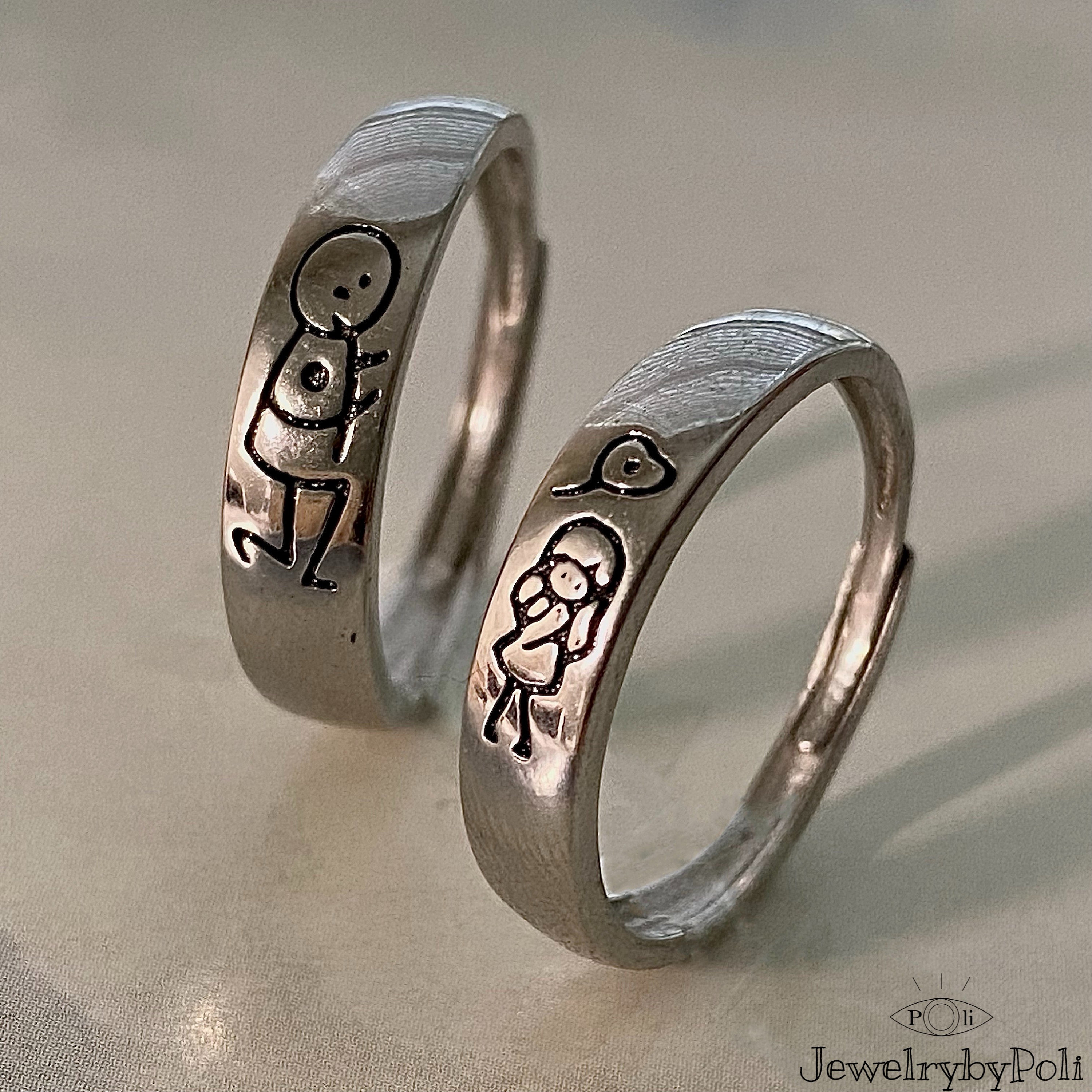 Engraved Boy and Girl Matching Ring Love Promise Rings Etsy UK