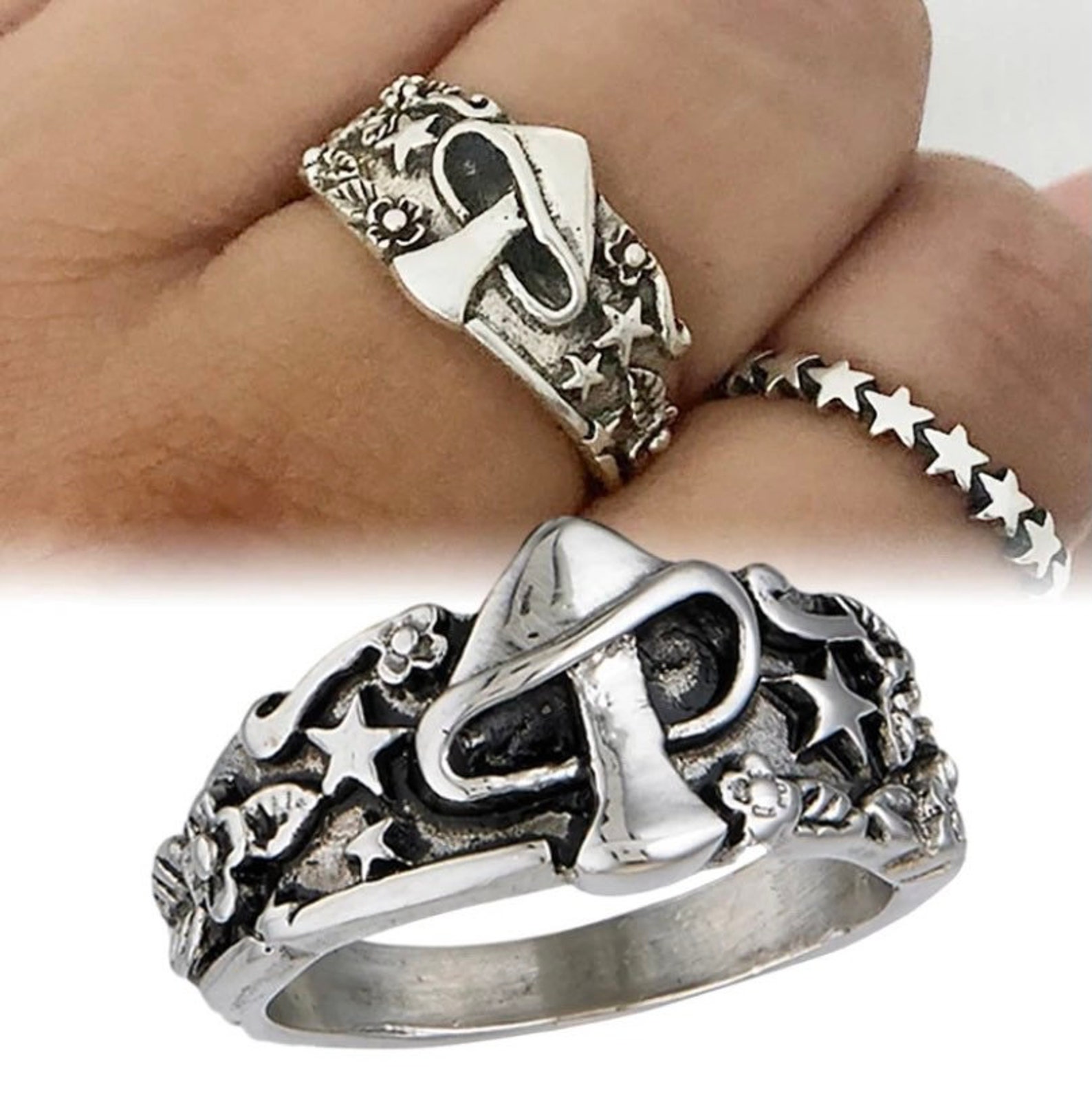 Mushroom ring silver ring grunge ring cute ring mushroom Etsy
