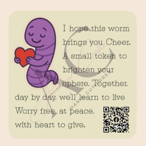 Personalized Printable for Worry Worm Fidget Toy 4" square with pattern