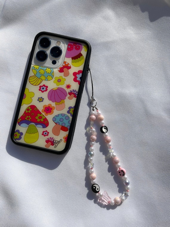 the linda phone charm | pink phone charm | y2k phone accessories | fairy core phone charms | aesthetic phone charms | beaded phone charms