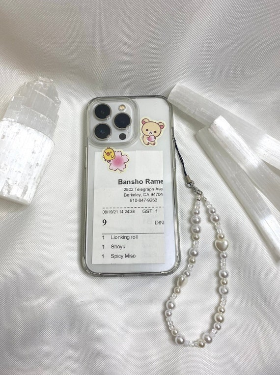 Winter Wonderland Phone Charm White Phone Strap Basic Simple Phone Strap  Aesthetic Phone Charm Pearl Phone Charm Hearts Beads 