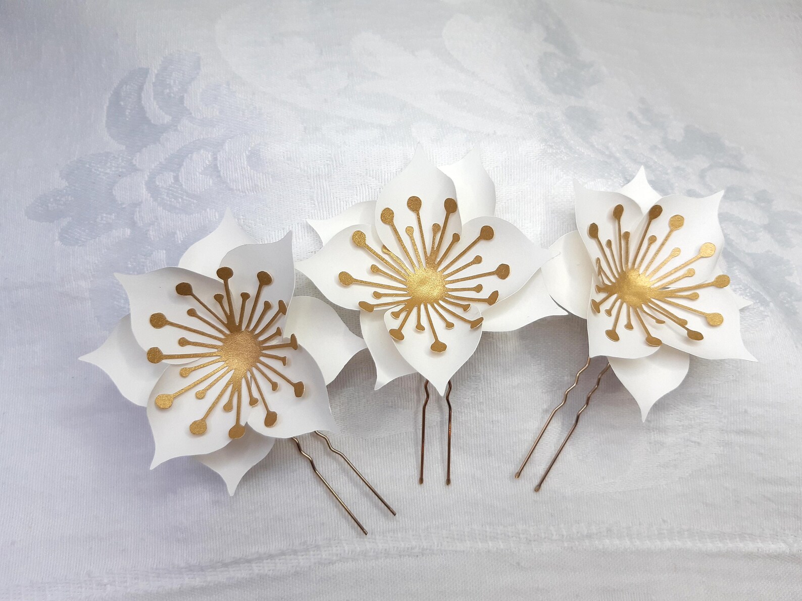 Hairpin With Paper Flowers, Hairpin Hydrangea, Wedding, Communion, Hair Accessories Bride
