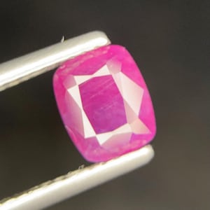 Ruby 1.35 Ct Pinkish Red Cushion Cut Loose Gemstone, Afghanistan Origin, 7x5.5 mm Faceted Ruby for Custom Jewelry