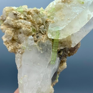 Natural Tourmaline Crystal on Feldspar Matrix - Raw Mineral Specimen - Collector&#39;s Gemstone - Rare Earth Formation