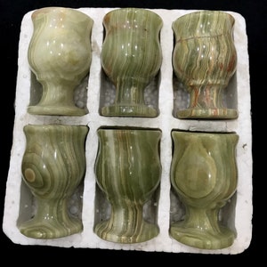 Vintage HandCrafted Onyx Gemstone  Glasses Set of 6/Antique Onyx Shot Glasses /Goblet Shots /Onyx Coupe /HouseWarming Gift/Wedding Gifts