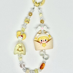 Kawaii Beaded Phone Charm – Crystal Keychain, Cute Bag Accessory, Y2K Aesthetic Gift, Handmade Charm Strap for Phone or Purse