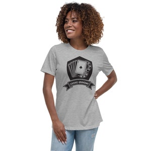 CASINO AVÓ, camisa feminina inspirada em cassino, camisa de pôquer, roupas de Las Vegas, cartas de jogar, camiseta feminina descontraída