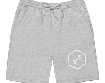 Men's Dumbbell Fleece Shorts, Men's Gym Shorts, Workout Shorts, Fleece Exercise Shorts, Adaptive Fitness