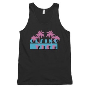 CASINO VICE Palm Trees Tank Top, Miami Retro Tank Top des années 1980, Vintage Miami, Casnio Tank Top, Gambling Clothing, Poker, (unisexe)