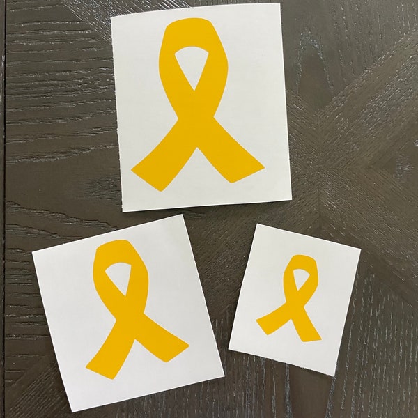 Yellow ribbon decals, cancer awareness, childhood cancer awareness, Support our Troops, car decal, laptop decal