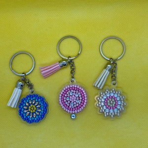 Diamond Art Acrylic Keychains w/Tassel