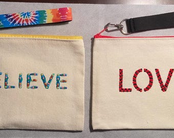 Diamond Art Love or Believe Wristlet