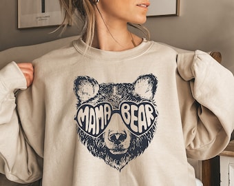 Mama Bear Sweatshirt: Mom Life Crewneck, Soft Fleece Pullover