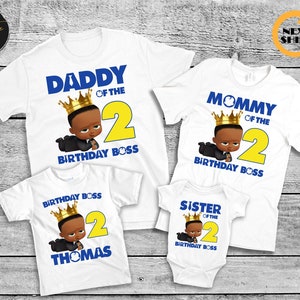 Boss Birthday Boy Family matching Shirts, Family Birthday Shirt, Custom Personalized Matching Shirts, Afro Baby Birthday Shirt