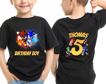 Custom Sonic Birthday Shirt, Sonic Family Shirt, Personalized Sonic The Hedgehog Birthday Shirt, Toddler Tee, Custom Birthday Boy Shirt