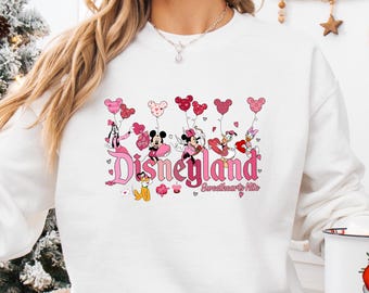 Disneyland Valentines Sweatshirt: Mickey and Friends Hearts Sweater