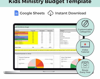 Church Budget Template Sunday School Budget Kids Ministry Financial Planning Expense Tracker System Dashboard Report Generator Calculation