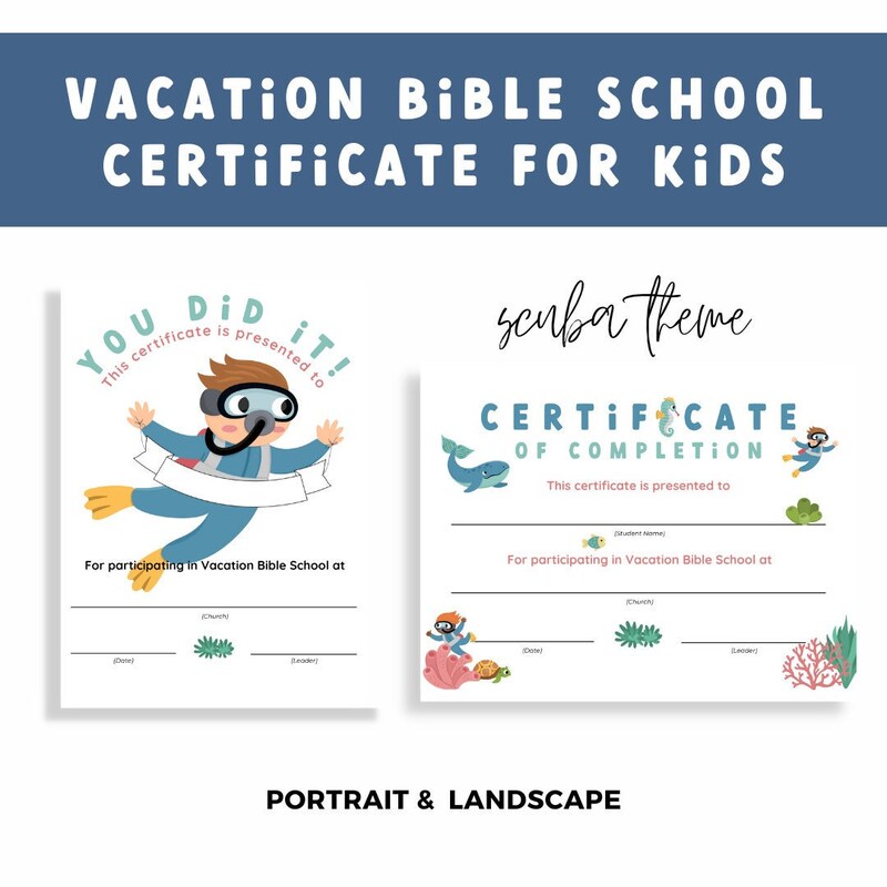 Vacation Bible School Ribbons For Graduation Vacation Bible School Certificate - Etsy