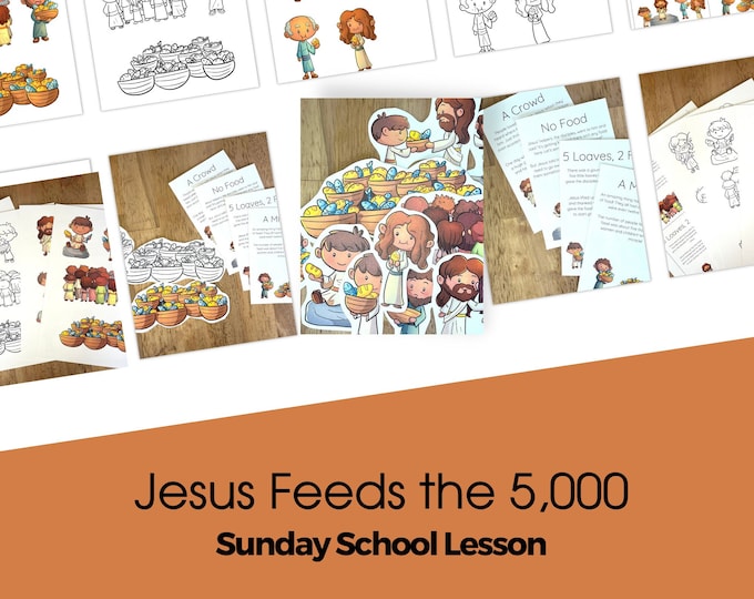 Jesus Feeds the 5000 Craft Printable Bible Story for Kid Sunday School ...