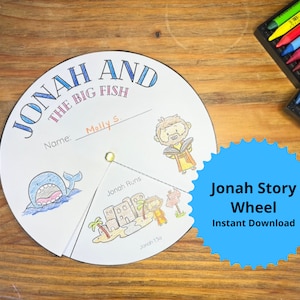 Jonah and the Big Fish Story Wheel Jonah and the Whale Craft for Kid Jonah Preschool Activity Jonah Sunday School Craft Jonah Lesson for Kid