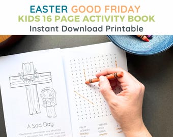 Easter Kid Activity Book for Easter Week Family Service Craft for Children Christian Printable Busy Book for Church or Homeschool Work