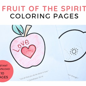 Fruit of the Spirit Coloring Page for Kid Printable Fruit of the Spirit Activity Page Sunday School Bible Verse Coloring Sheet Christian Kid