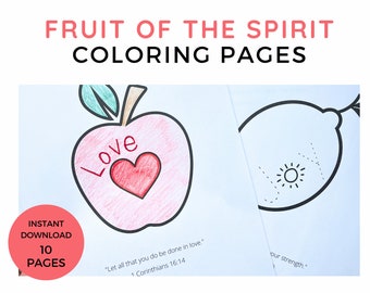 Página para colorear del fruto del Espíritu para niños Página de actividades imprimible del fruto del Espíritu Hoja para colorear del versículo bíblico de la escuela dominical Niño cristiano
