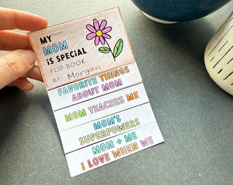 Mother Day Gift Idea Project for Classroom Teacher Present Keepsake Idea Printable Template Flip Book for Child Appreciation Gift Mom Set