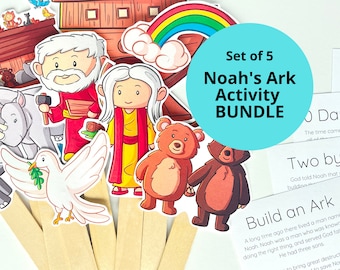 Noahs Ark Story Activity Gods Promise Story Craft Noahs Ark Puppet Bible Story Printable for Kid Church Activity Sunday School Lesson Plans