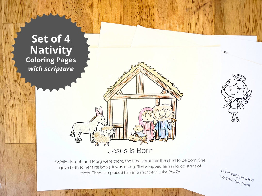 Nativity Story Coloring Page for Kid Nativity Coloring Page Christmas ...