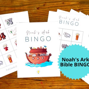 Bible Game for Kid Noahs Ark Bingo Printable Game for Bible Story Bingo Game for Kids Church Bingo Printable Sunday School Lesson Activity