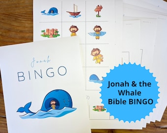 Jonah and the Whale Game Sunday School Bible Story Bingo Printable Bingo for Sunday School Jonah and the Big Fish Activities for Elementary