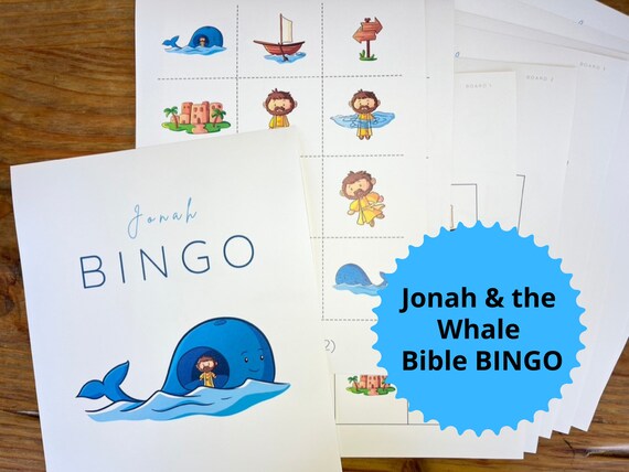 Jonah and the Whale Game Sunday School Bible Story Bingo Printable Bingo for Sunday School Jonah and the Big Fish Activities for Elementary