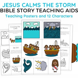 Jesus Calm the Storm Bibelgeschichte Lehrplakat Jesus Wunder Bibelfiguren Jesus Calm the Storm Lesson für Sonntagsschullehrer Pre-k
