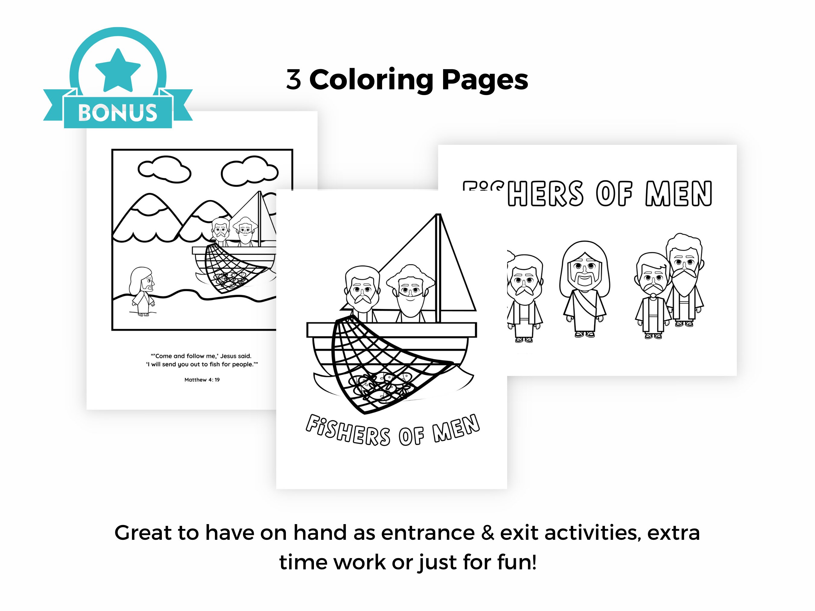 Fishers of Men Bingo Game for Kid Bible Story Activity Printable Sunday ...