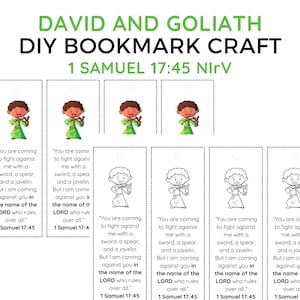 David and Goliath Scripture How to Teach Kids Bible Memory Bible Verse Bookmark Craft for David and Goliath Church Sunday School Craft