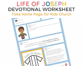 Joseph Bible Story Worksheet Activity Page for Kid Church Color Page Sunday School Coat of Many Color Interactive Lesson for Children Church