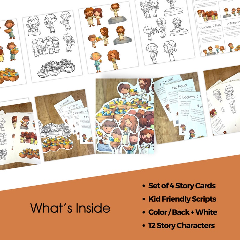 Jesus Feeds the 5000 Craft Printable Bible Story for Kid Sunday School ...