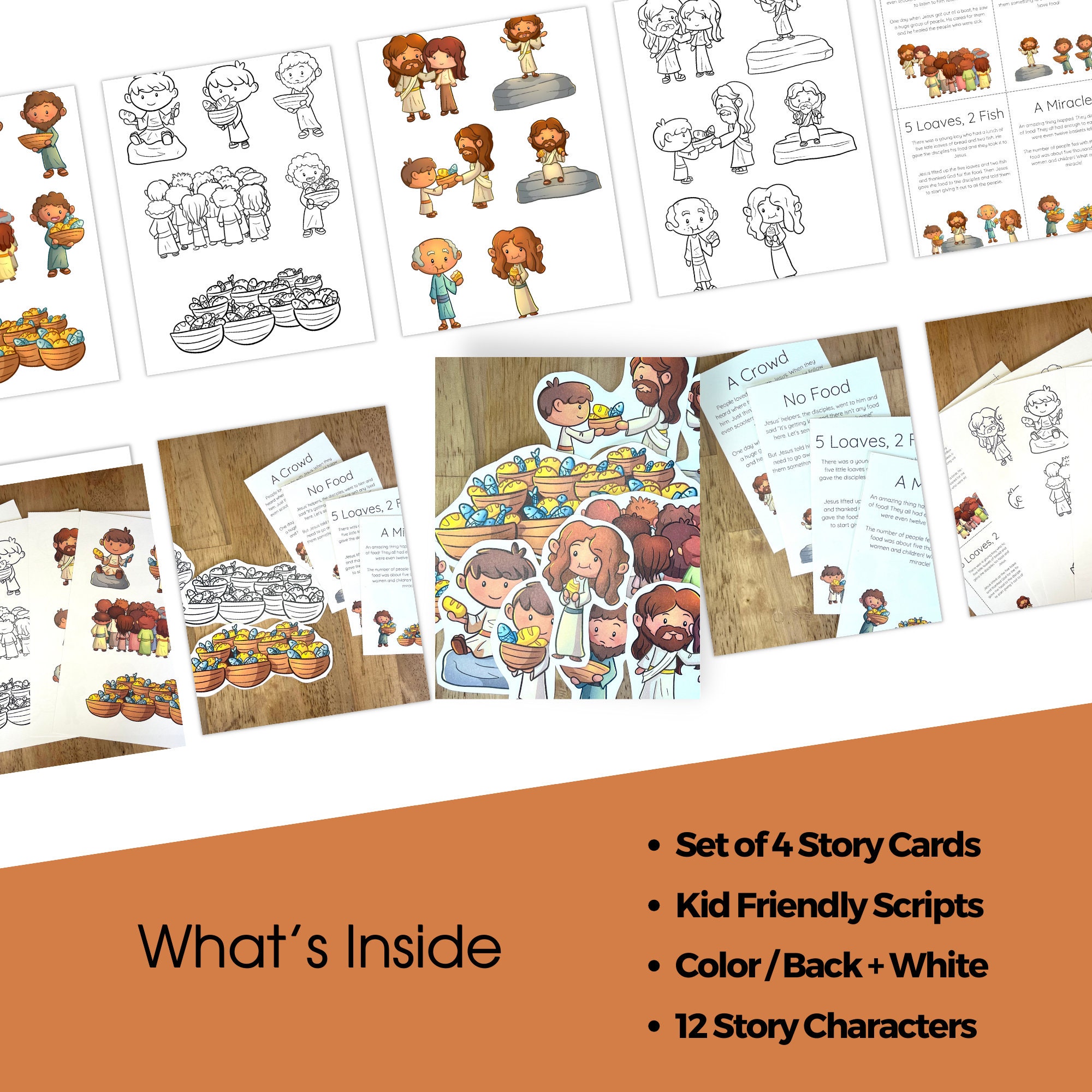 Jesus Feeds the 5000 Craft Printable Bible Story for Kid Sunday School ...