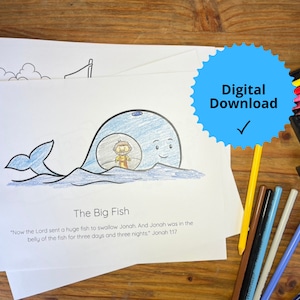 Jonah and the Whale Coloring Page Set of Four Jonah and the Big Fish