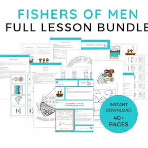 Fishers of Men Bible Story for Kid Sunday School Lesson Jesus and Disciple Activity Printable Bible Lesson for Christian Homeschool Material