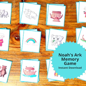 Bible Memory Game for Kid Noahs Ark Game Printable Bible Story Lesson Sunday school Game kid church activity preschool printable bible game