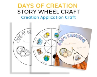 Days of Creation Kid Craft Gods Creation Story Wheel Sunday School Activity for Children Church Creation Lesson Creation of the World Craft