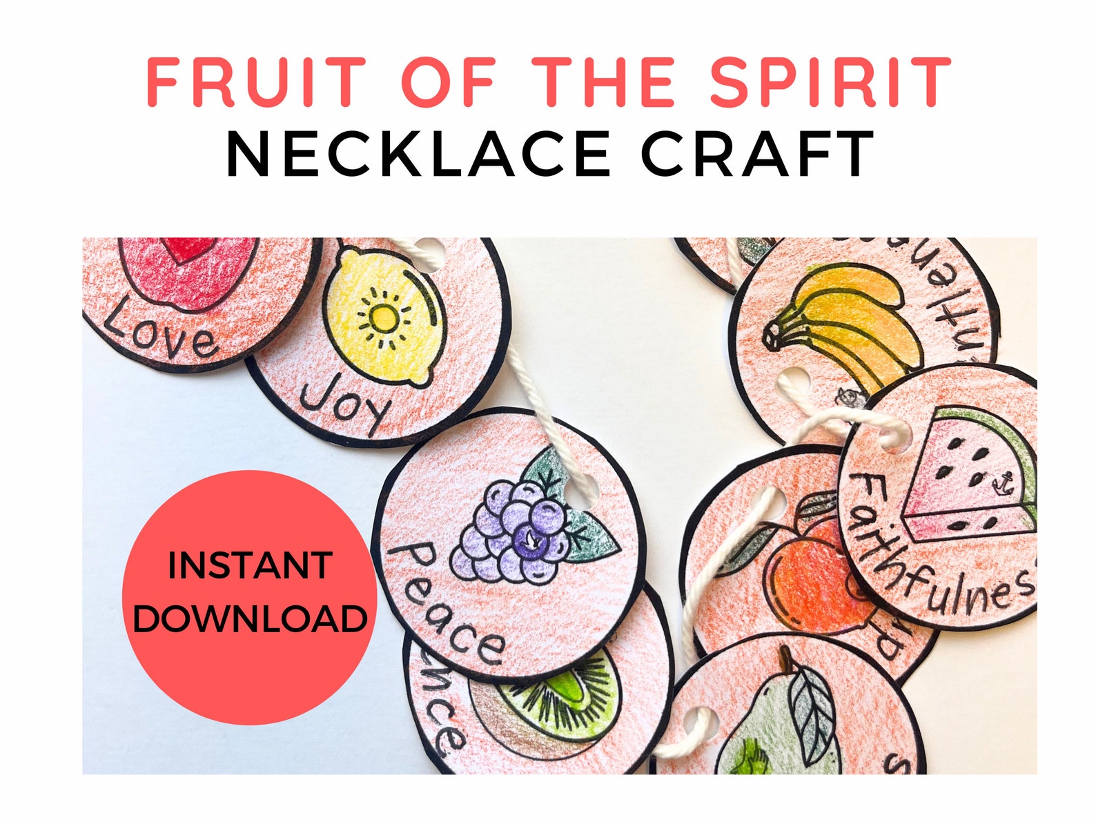 Fruit of the Spirit Bible Craft for Children Necklace Activity Faith ...
