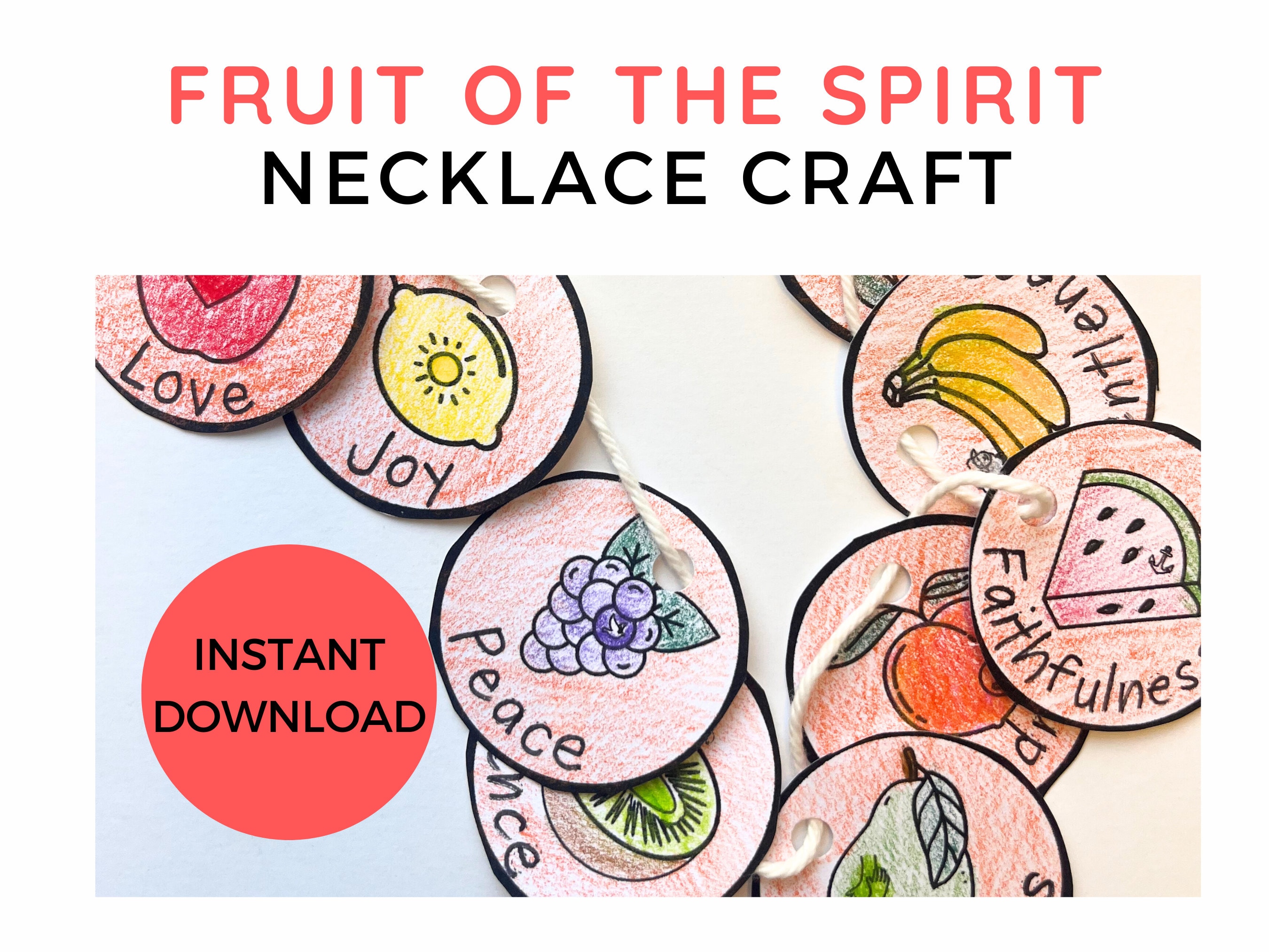 Fruit of the Spirit Bible Craft for Children Necklace Activity Faith ...