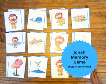 Jonah Memory Game Printable Jonah Bible Lesson for Kid Jonah Bible Story Craft Jonah and the Whale Game Jonah and the Big Fish Activity